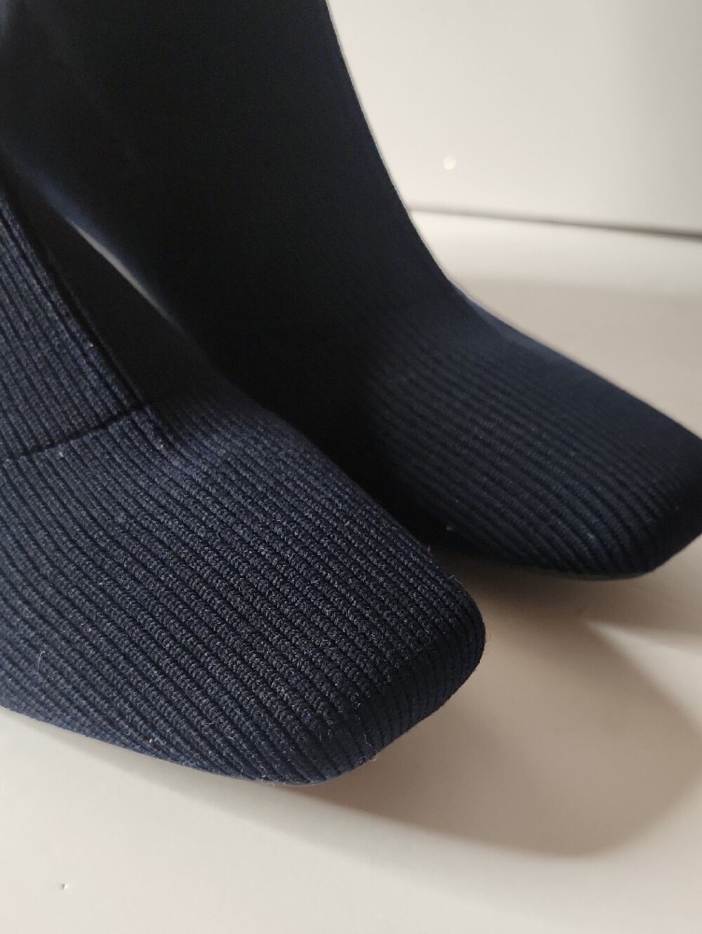 Vivaia Margot Square Toe Navy Ribbed Knit Wedge Boots Nwob Size 42 (10.5) - Picture 5 of 15